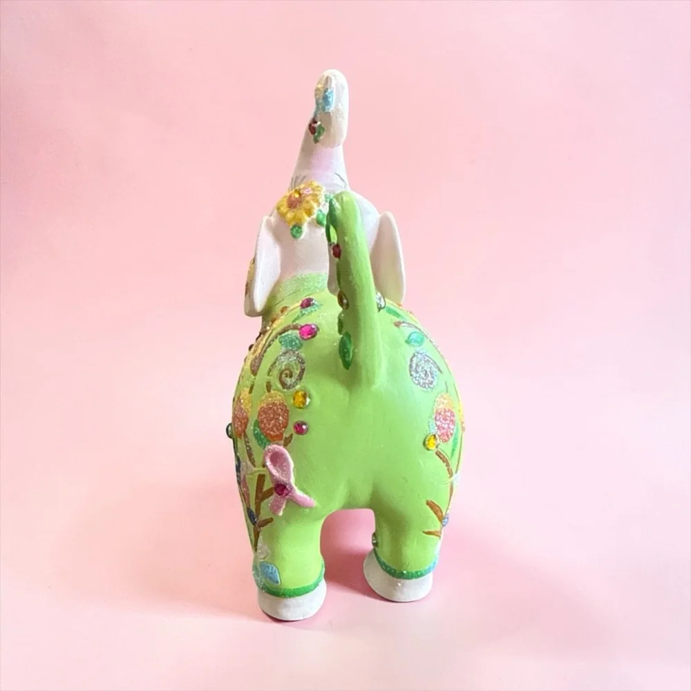 Colorful Elephant Figurine - Green and Pink new in box - Picture 5 of 9